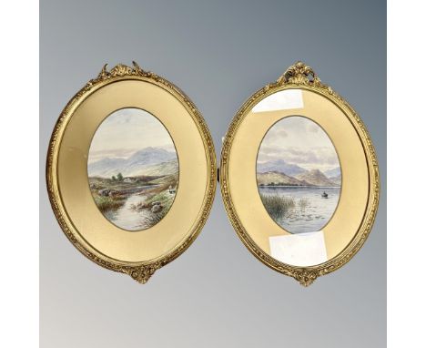 A pair of gilt framed watercolour signed R Hayes. (2)
