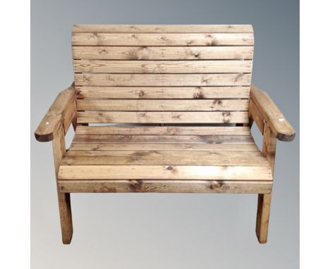 A pine garden bench 