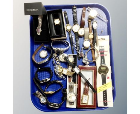 A tray of assorted wristwatches including Timex, Limit, Casio etc 
