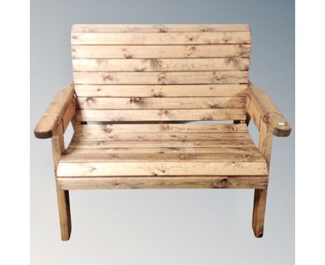 A pine garden bench 