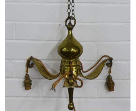 Early 20th century brass light fitting. 33 x 36cm. 