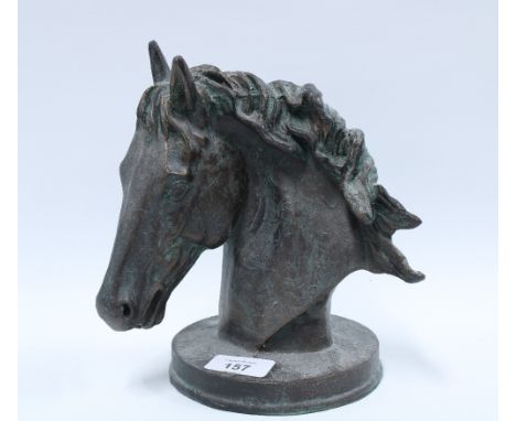 Modern faux bronze Horse Head sculpture, 22 x 20cm. 