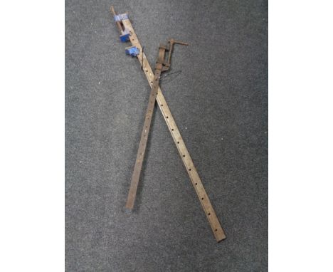 Two joiner's sash clamps 
