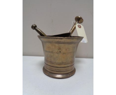 Two vintage brass pestal and mortars  