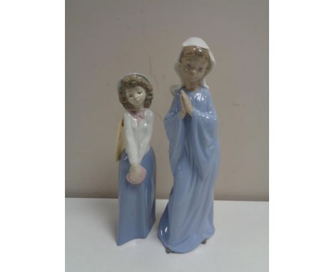 Two Nao figures - Lady in habit and lady with purse (boxed)