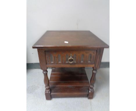 A Jaycee Oak lamp table fitted a drawer 