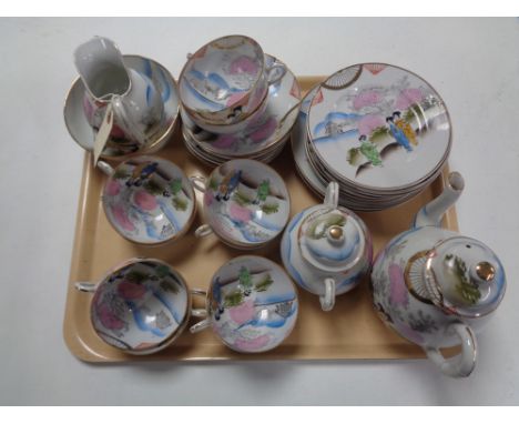 A tray of Japanese eggshell tea service 