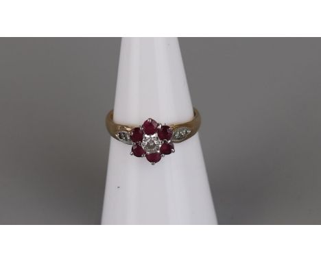 Gold diamond and ruby ring - Size M 