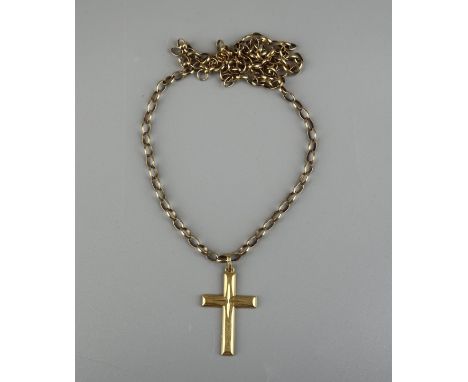 18ct gold crucifix on gold belcher chain - Approx 12g 