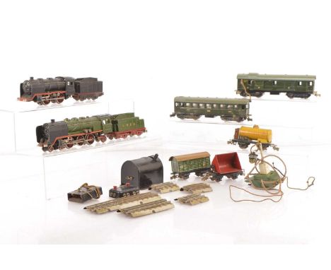 Uncommon Marklin Pre-war 00/HO Gauge British outline LNER and LMS Locomotives and Accessories (qty),  HR 700 LNER green 4-6-2
