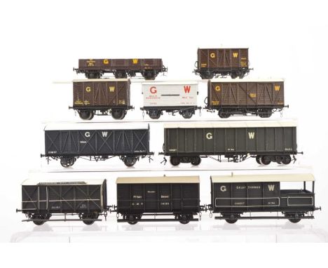 Lawrence Scale Models 4mm Finescale kit-built GWR Freight Stock (10),  built and painted to high standard,, bogie 20 ton cove