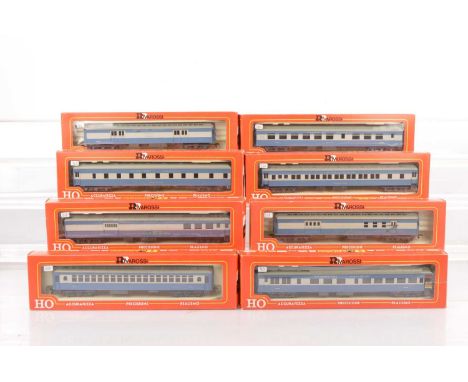 Rivarossi H0 Gauge Archive collection Missouri Pacific blue and light grey Coaches (8), 6024-6031, all in original boxes, E, 