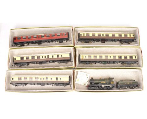 Kitmaster 00 Gauge Kitbuilt and motorised GWR 'City of Truro' and various Coaches in GWR chocolate and cream (6), 3440 'City 