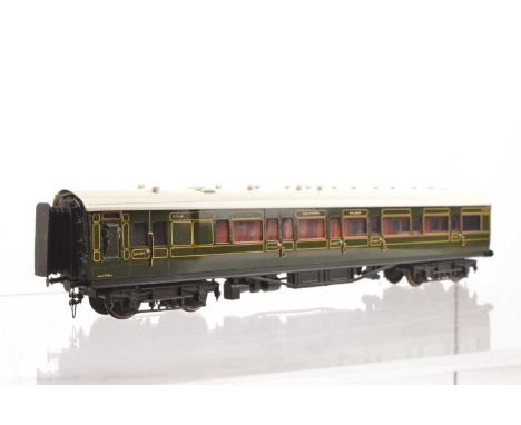 Lawrence Scale Models kit-built 4mm Finescale SR bogie side-corridor 1st/Brake No 7716, built and painted to high standard, g