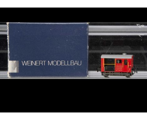 Weinert Modellbau HO Gauge Brass Engineers Rail Tractor,  boxed 4022 four wheeled Rangierlok or Shienentraktor in red livery 