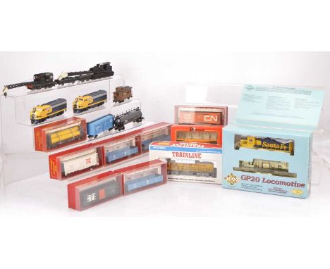 American HO Gauge Diesel Locomotives and Freight Stock (19), two boxed locomotives, Walthers 931-353 GP-15 Union Pacific 1638