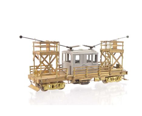 E Suydam & Co H0 Gauge Pacific Electric Wire Greaser Tower Car Model  No 00150,  made in Japan, partly painted, with leaflet,