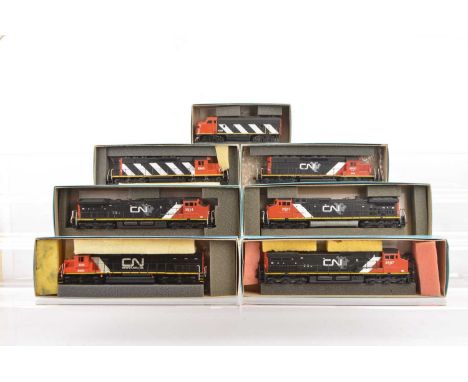 American HO Gauge Diesel Locomotives Canadian National by Athearn,  all in Athearn boxes, C44 examples, 2521, 2514,2507 (dumm