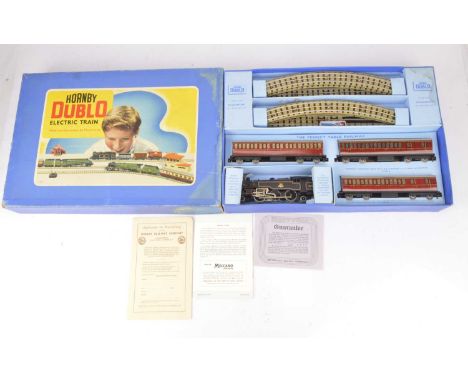 Hornby-Dublo 00 Gauge 3-Rail early EDP13 BR Tank Passenger Train Set,  comprising black 2-6-4T 80054,  red 1st/2nd Class Subu