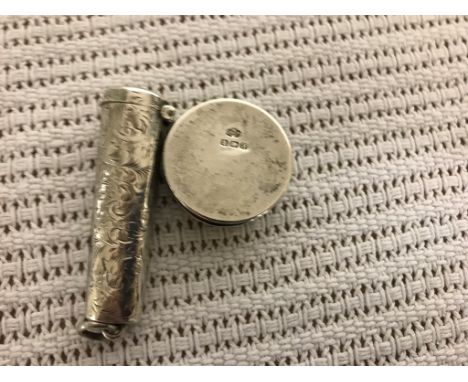 A HM silver cheroot holder and lidded box; together with a vintage gold plate ring