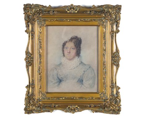 Continental School (19th century): Two watercolour portrait studies of ladies, the largest H 17 x W 13.5 cm
