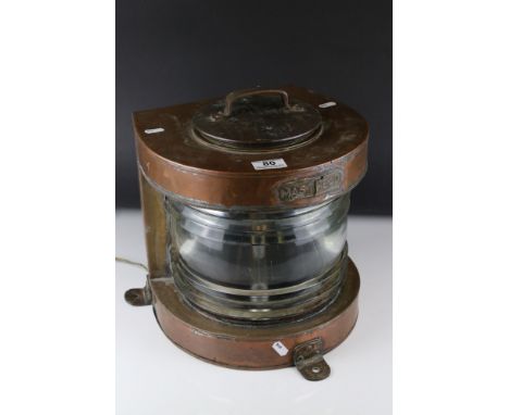 Copper ' Masthead ' Ships Lamp, converted into an electric lamp, 29cms high 