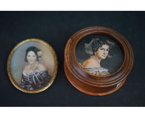 A Portrait miniature of a lady, indistinctly signed. 