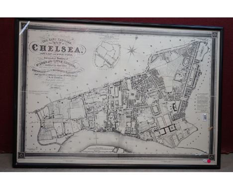 A large framed and glazed contemporary print of Chelsea Reach 73 x 106 cm. 
