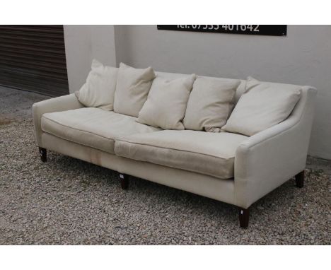 Large Contemporary Jane Churchill ' Hutton ' Beige Upholstered Sofa with Ski arms, 229cms long x 89cms deep x 80cms high 