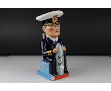 A Royal Staffordshire Pottery Wilkinson World War One Beatty Character Jug Dreadnought with original paper label 1917, 28 cm 