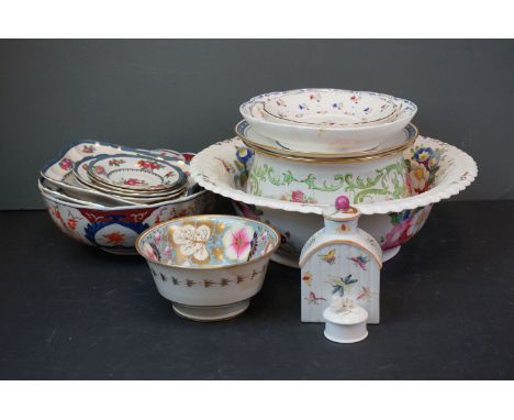 Mixed Lot of Ceramics including Japanese Imari Bowl, Booths, Spode, Floral Pattern Chamber Pot, etc 