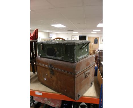 Victorian Tin Trunk and a Metal Box 