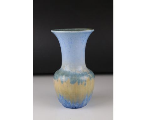 A 20th century Ruskin pottery trumpet shaped vase Crystalline Decoration impressed mark and 1932, 20 cm tall. 