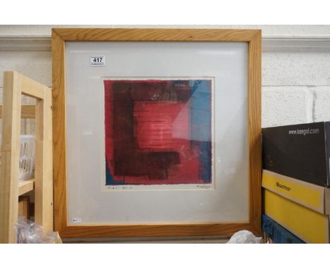 Tim Harbridge Screen print titled Shibumi Red 10, signed and inscribed 30 cm square. 