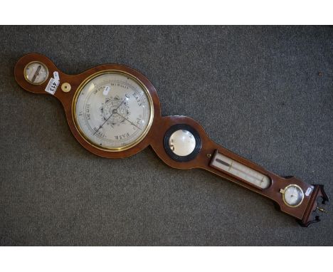 19th century mahogany cased L Martinelli of London banjo Barometer. 