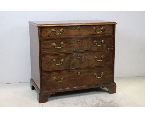 George III Mahogany Chest of Four Long Drawers raised on bracket feet, 86cms wide x 79cms high 