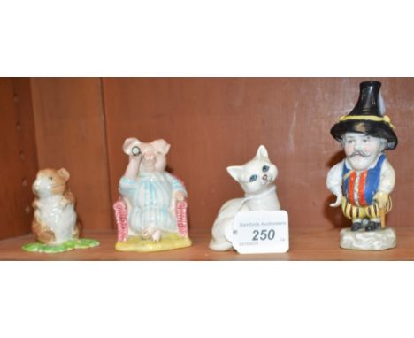 A Beswick Beatrix Potter model, Timmy Willie; another, Royal Albert, Little Pig Robinson Spying; a Beswick cat; a small Chels