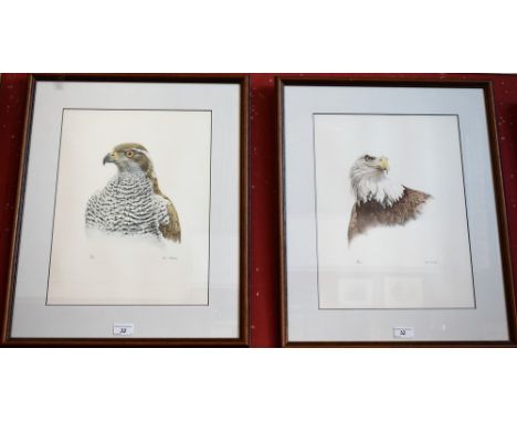 Don Cordery, by and after, a pair of lithograph prints, Bald Headed Eagle and Goshawk, signed in pencil, limited edition 28/2