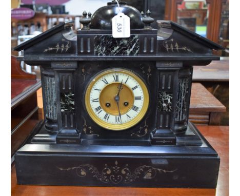 A large 19th century belge noir mantel clock, c.1880