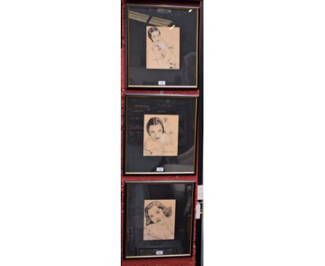 Patricia Morison (1915-2018) - an amateur's pencil and body colour portrait of the actress, later autographed by the sitter, 