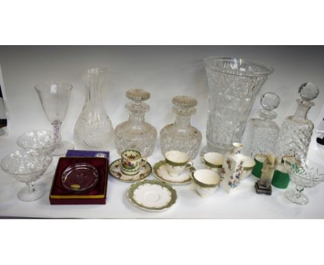 Ceramics and Glass - 20th century table crystal and cut glass, various; an Elizabeth II commemorative glass, colour air twist