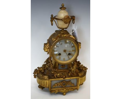 A Japy Frères French gilt metal mantel clock, 36cm high
