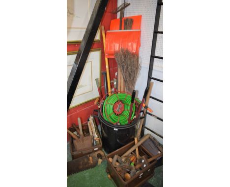 Tools - hand and garden, including saws, fork, shovel, rakes, braces, hammers, trimmers, etc