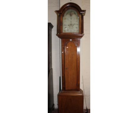 A 19th Century mahogany eight day longcase clock G. Stephenson, Warminster, with moon phase and painted dial 235cm high