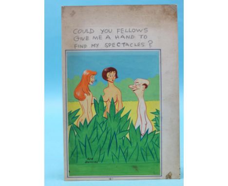 C. D. Chapman - two original postcard designs in watercolour, signed and numbered 501 and 504, pencil captions above, signed 