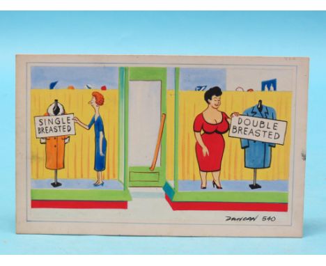 C. D. Chapman - two original postcard designs in watercolour, signed pseudonym "Duncan", artwork for Coastal Cards Ltd., Clac