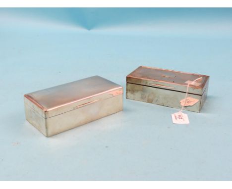 Two engine-turned silver cigarette boxes