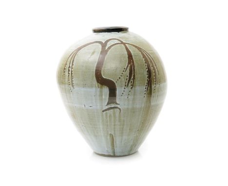 ‡ David Leach OBE (1911-2005) a large and impressive Lowerdown Pottery Willow, vase, stoneware, ovoid form with collar rim, r