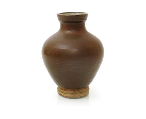 ‡ William Staite Murray (1881-1962) a stoneware vase, swollen form covered in a rust glaze to the foot, impressed seal mark, 