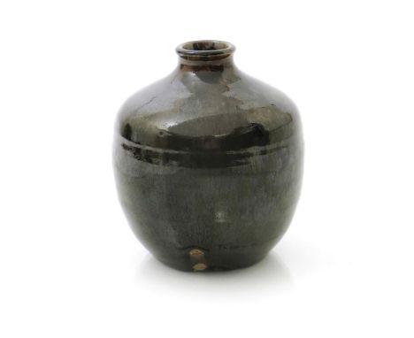 ‡ William Staite Murray (1881-1962) a stoneware vase dated 1922, ovoid with collar rim, covered to the foot in a streaked dee